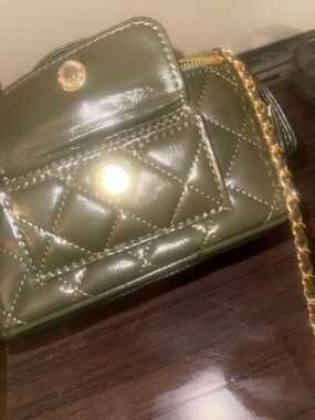 Olive Quilted Chain Crossbody Bag - Designer-Inspired